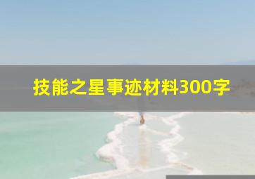 技能之星事迹材料300字