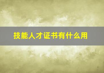 技能人才证书有什么用