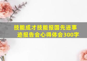 技能成才技能报国先进事迹报告会心得体会300字