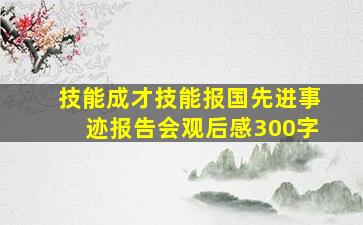 技能成才技能报国先进事迹报告会观后感300字