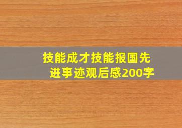 技能成才技能报国先进事迹观后感200字