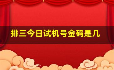 排三今日试机号金码是几