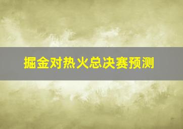 掘金对热火总决赛预测