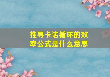 推导卡诺循环的效率公式是什么意思