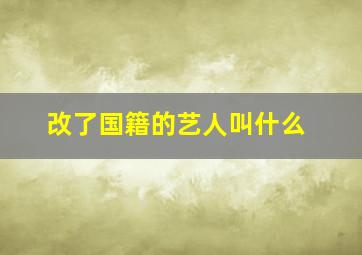 改了国籍的艺人叫什么