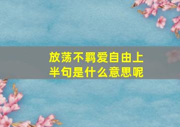 放荡不羁爱自由上半句是什么意思呢