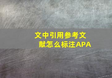 文中引用参考文献怎么标注APA