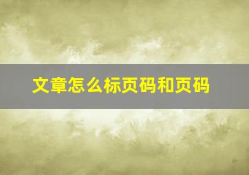 文章怎么标页码和页码