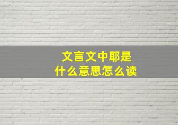 文言文中耶是什么意思怎么读