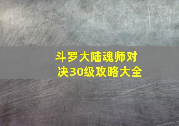 斗罗大陆魂师对决30级攻略大全