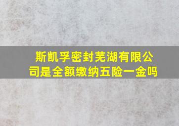 斯凯孚密封芜湖有限公司是全额缴纳五险一金吗