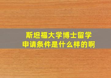 斯坦福大学博士留学申请条件是什么样的啊