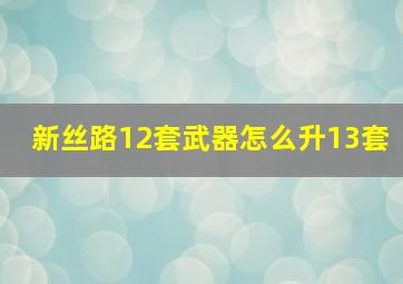 新丝路12套武器怎么升13套