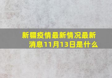 新疆疫情最新情况最新消息11月13日是什么