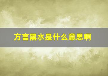 方言黑水是什么意思啊