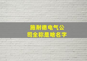 施耐德电气公司全称是啥名字