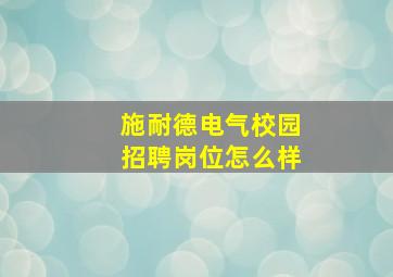 施耐德电气校园招聘岗位怎么样