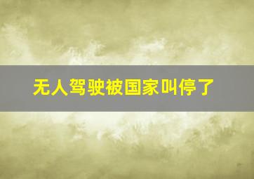 无人驾驶被国家叫停了