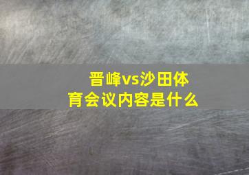 晋峰vs沙田体育会议内容是什么