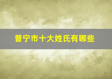 普宁市十大姓氏有哪些