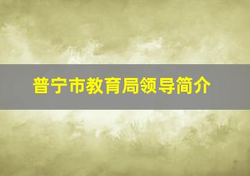 普宁市教育局领导简介