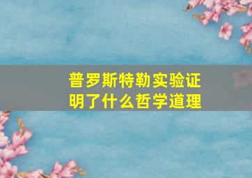 普罗斯特勒实验证明了什么哲学道理