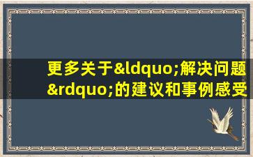 更多关于“解决问题”的建议和事例感受