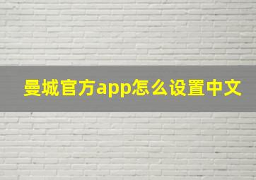 曼城官方app怎么设置中文