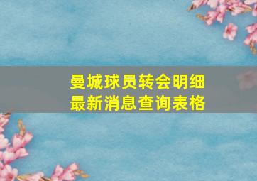 曼城球员转会明细最新消息查询表格