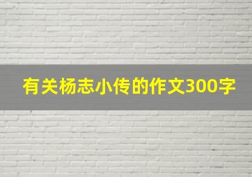 有关杨志小传的作文300字