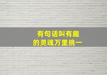 有句话叫有趣的灵魂万里挑一