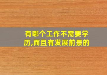 有哪个工作不需要学历,而且有发展前景的