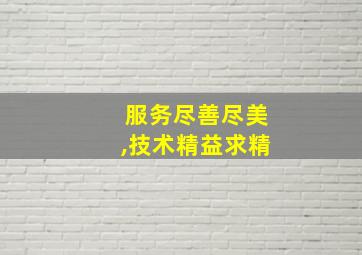 服务尽善尽美,技术精益求精