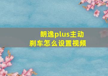 朗逸plus主动刹车怎么设置视频