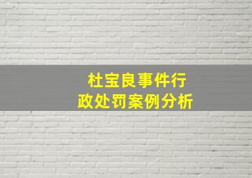 杜宝良事件行政处罚案例分析