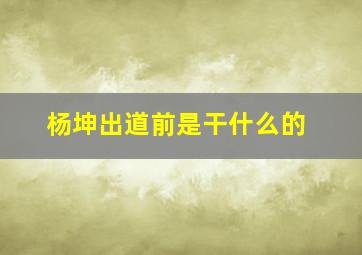 杨坤出道前是干什么的