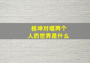 杨坤对唱两个人的世界是什么