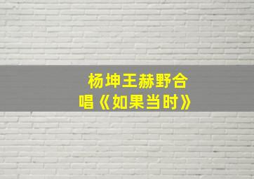 杨坤王赫野合唱《如果当时》