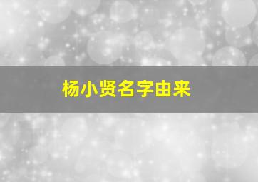 杨小贤名字由来