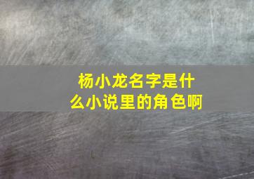 杨小龙名字是什么小说里的角色啊