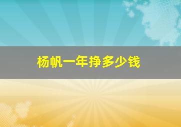 杨帆一年挣多少钱