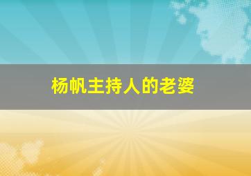 杨帆主持人的老婆