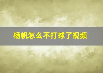 杨帆怎么不打球了视频