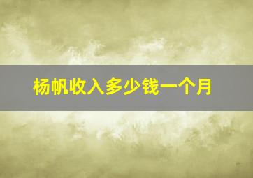 杨帆收入多少钱一个月