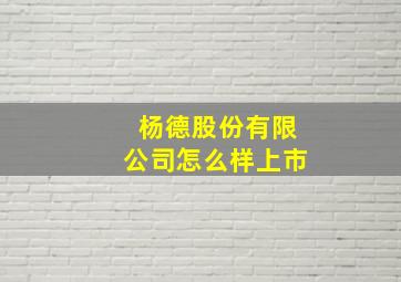 杨德股份有限公司怎么样上市