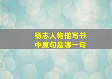 杨志人物描写书中原句是哪一句