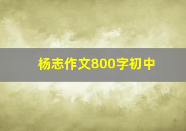 杨志作文800字初中