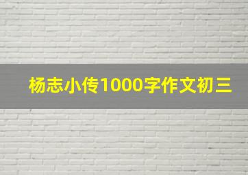 杨志小传1000字作文初三