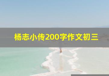 杨志小传200字作文初三