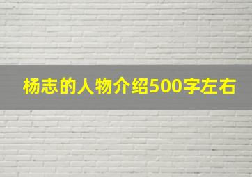 杨志的人物介绍500字左右